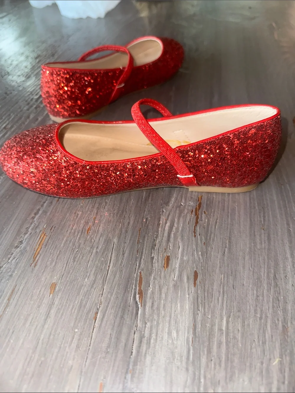 Kids' Red Glitter Mary Jane Ballet Flats